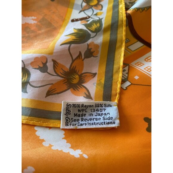 Vintage 60s Sally Gee Floral Print Silk & Rayon Scarf Made in Japan - Picture 2 of 16